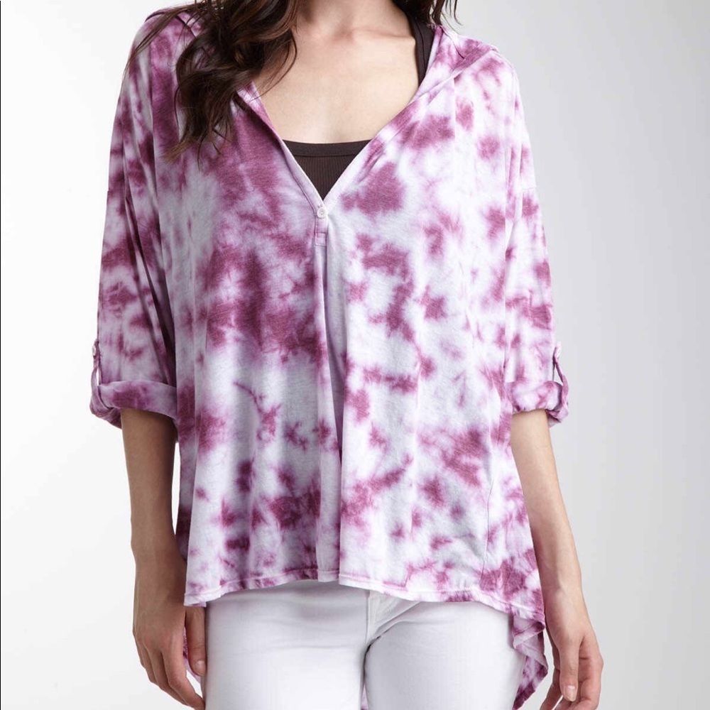 Purple tie dye oversized hoodie top